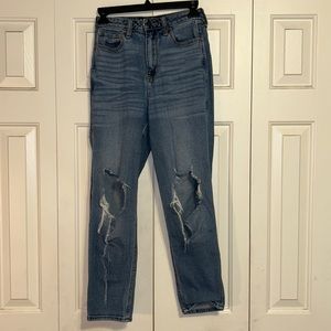 Medium wash ripped Ultra high-rise mom jean from Hollister